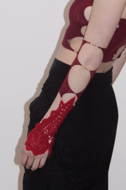 Rui Zhou CR04 series single hand stitching cashmere sleeves RUI-RAW22CR01-SHENHONG Merlot dark red